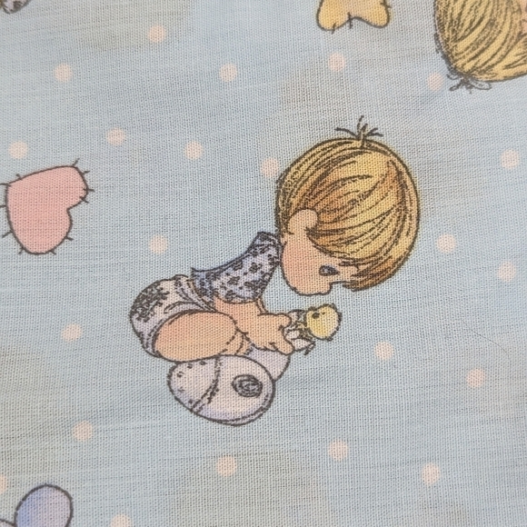 VINTAGE Precious Moments aqua blue fitted crib sheet - Picture 9 of 10